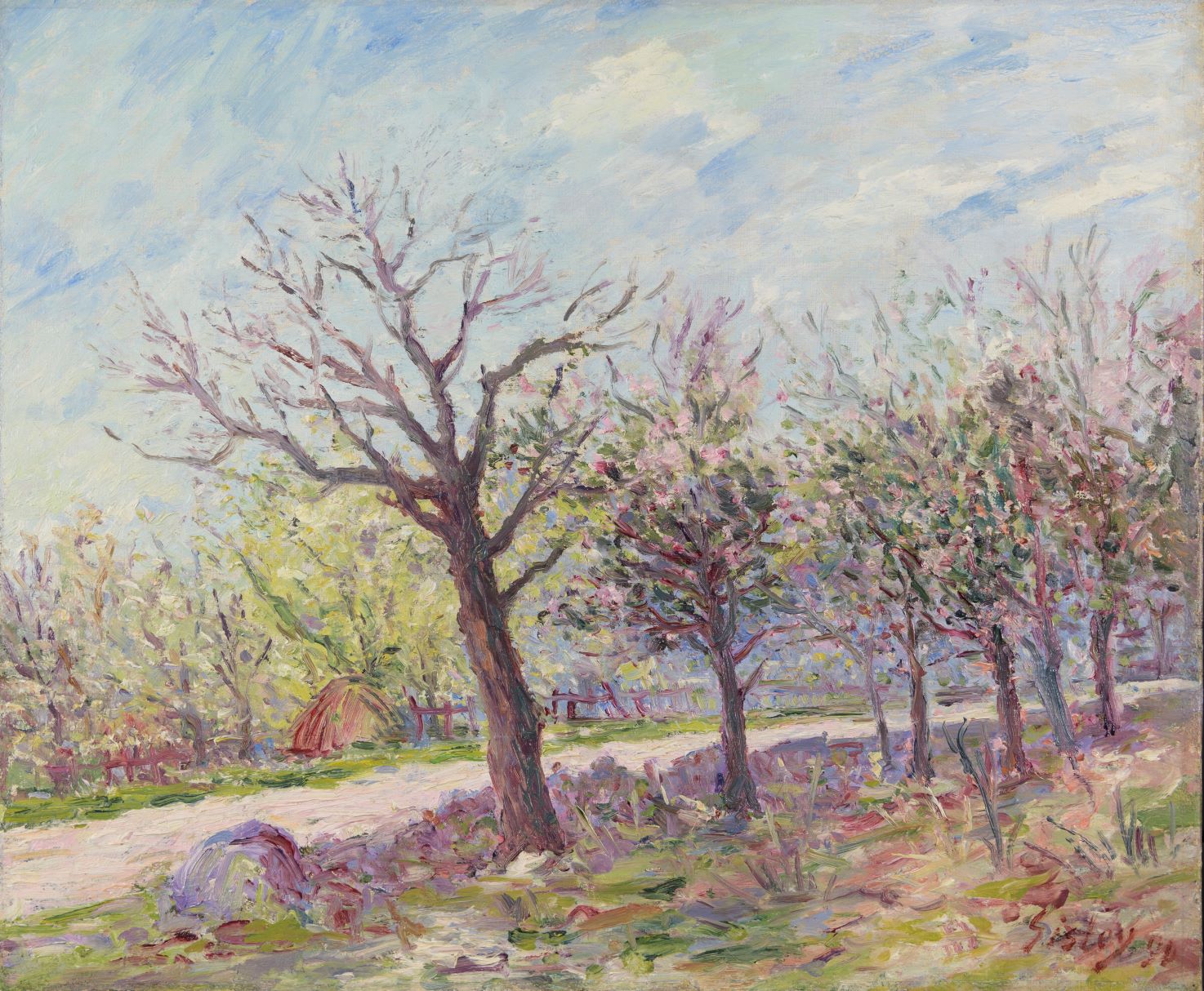 Alfred Sisley, Springtime in Moret-sur-Loing, 1890. Oil on canvas. SBMA, Bequest of Leslie L. Ridley-Tree